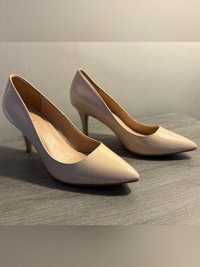 Kelly & Katie Nude Patent Pointed Toe Pumps